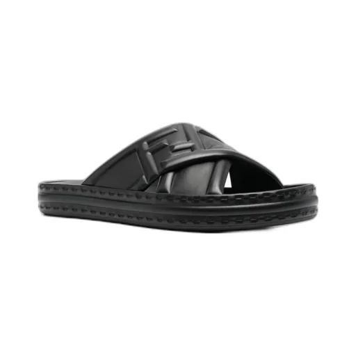 Fendi Logo Embossed Slip-On Sandals