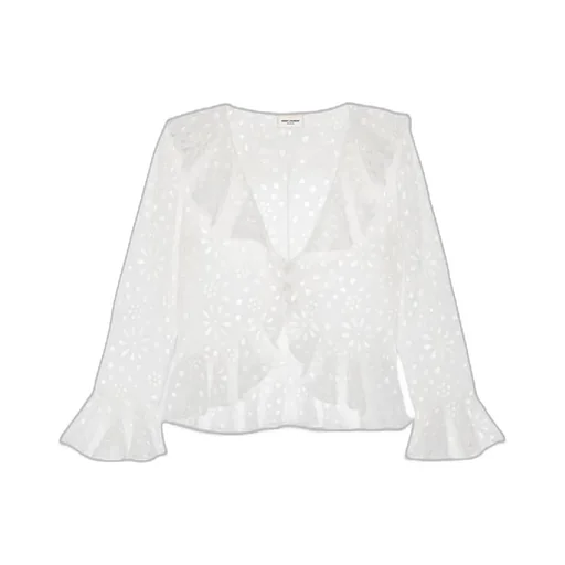 Saint Laurent Cut-Out Long-Sleeved Blouse