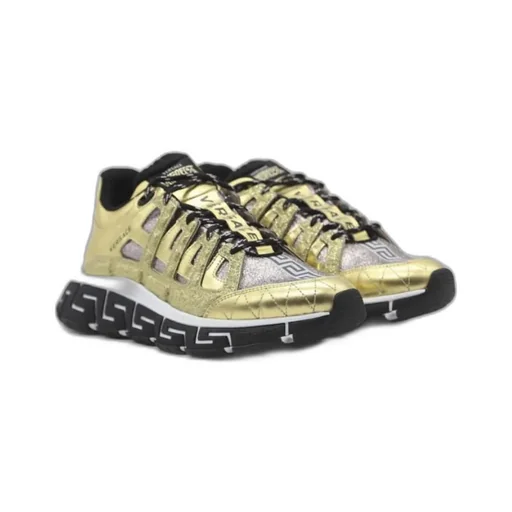 Versace Trigreca Metallic-Effect Sneakers