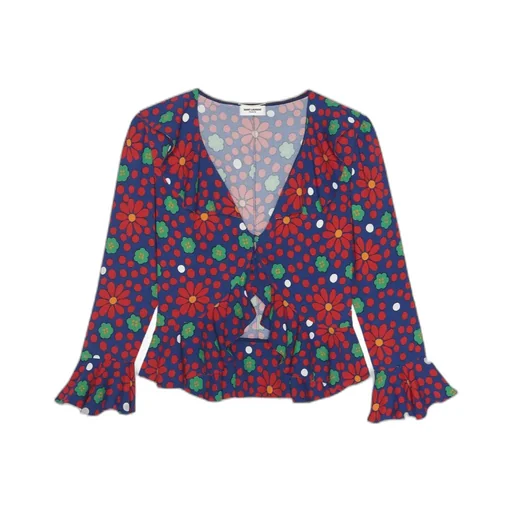 Saint Laurent Ruffled V-Neck Blouse