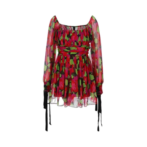 Saint Laurent Floral Printed Long-Sleeved Dress