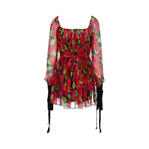 Saint Laurent Floral Printed Long-Sleeved Dress