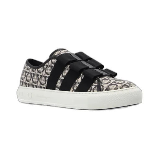 Gancini-Pattern Jacquard Sneakers