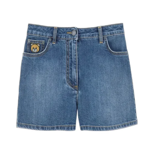Moschino Teddy Bear Patch Denim Shorts