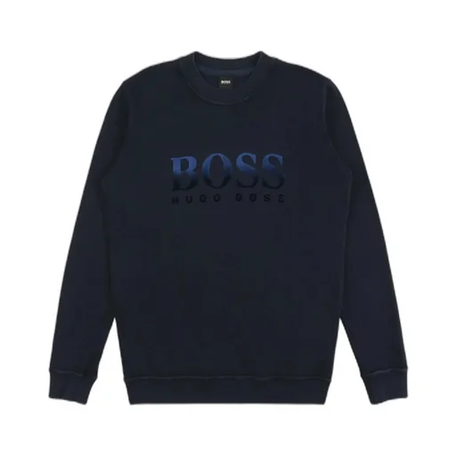 Navy Blue Round Collar Logo Sweater