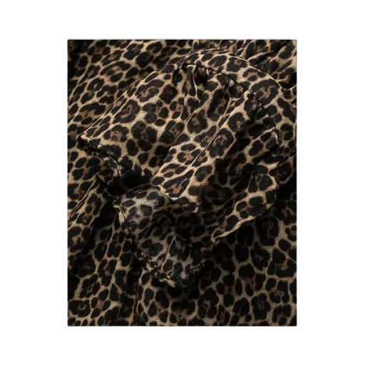 Saint Laurent Leopard Printed Long-Sleeved Dress