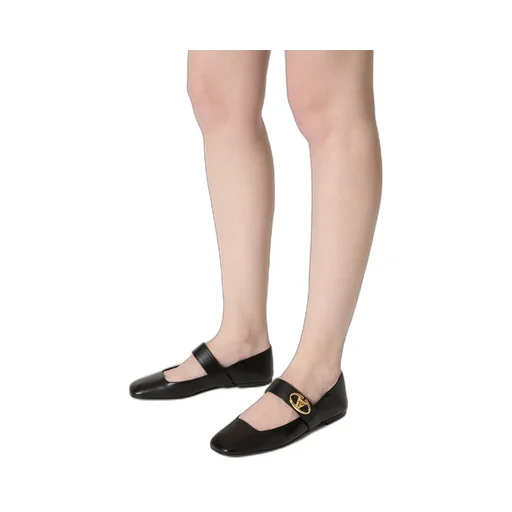 Valentino Vlogo Locker Mary-Jane Square Toe Ballerina Shoes