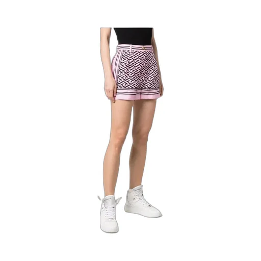 Greca-Print Silk Shorts