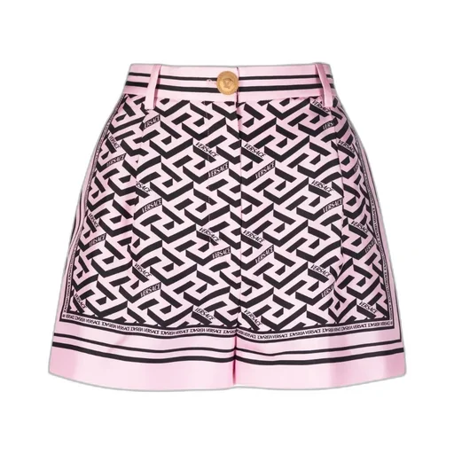 Greca-Print Silk Shorts
