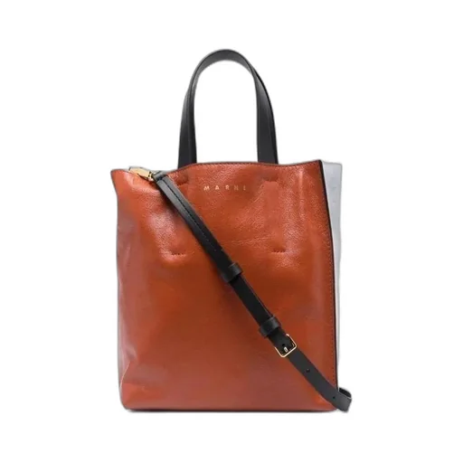 Leather Colour-Block Tote Bag