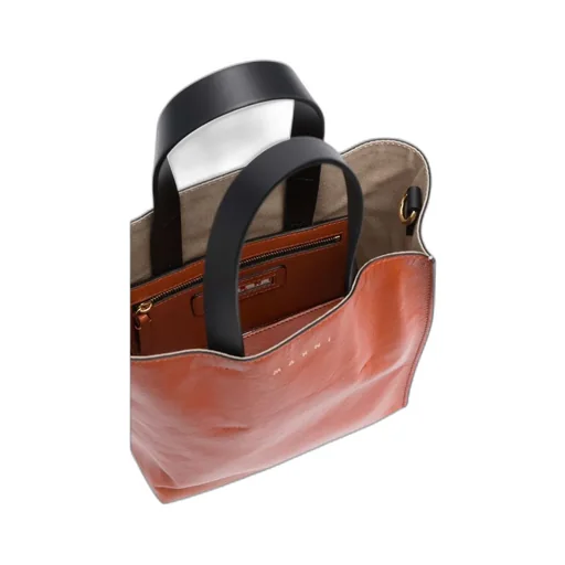 Leather Colour-Block Tote Bag