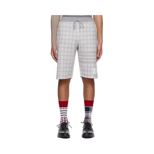 Thom Browne 4-Bar Striped Checked Shorts