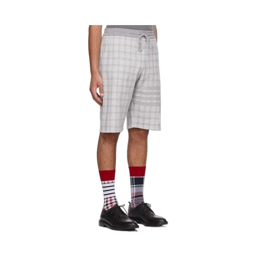 Thom Browne 4-Bar Striped Checked Shorts