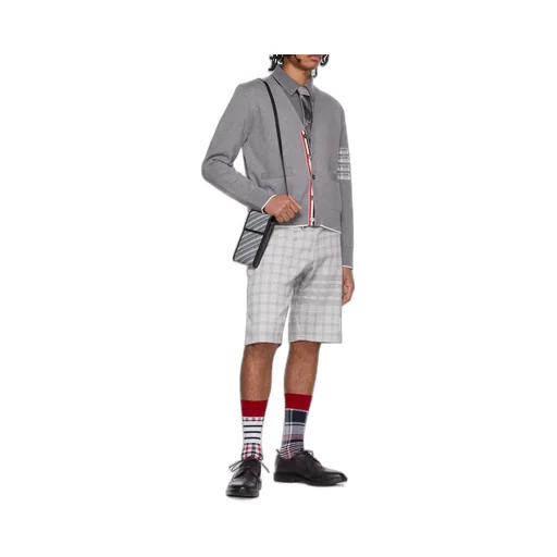 Thom Browne 4-Bar Striped Checked Shorts