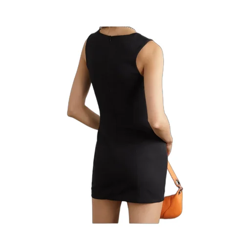 Black Logo Square Collar Sleeveless Dress