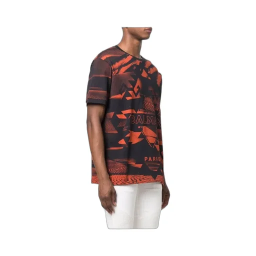 All Over Printed T-Shirt With Balmain Logo