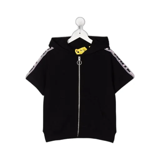 Logo-Tape Short-Sleeve Hoodie