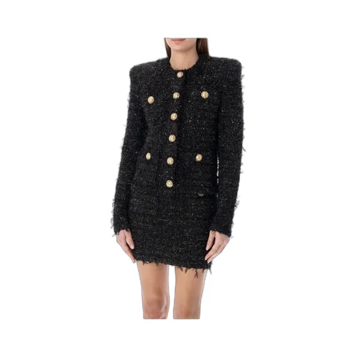 Collarless Tweed Jacket