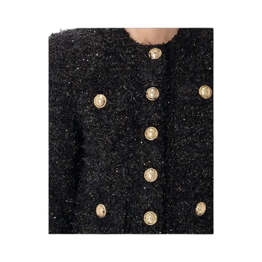 Collarless Tweed Jacket