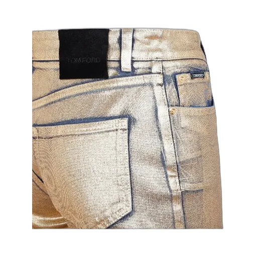 Tom Ford Metallic Mid-Rise Skinny Jeans