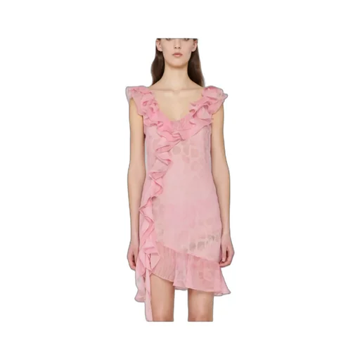 Blumarine Ruffle Detailed Asymmetric Mini Dress