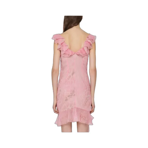 Blumarine Ruffle Detailed Asymmetric Mini Dress