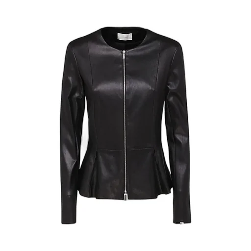 Leather Zipped Peplum Jacket