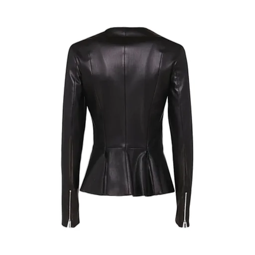 Leather Zipped Peplum Jacket