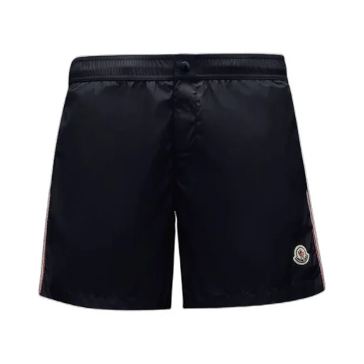 Moncler Logo Patch Stripe Detailed Swim Shorts