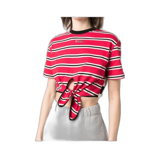 Msgm Tie-Waist Cropped T-Shirt