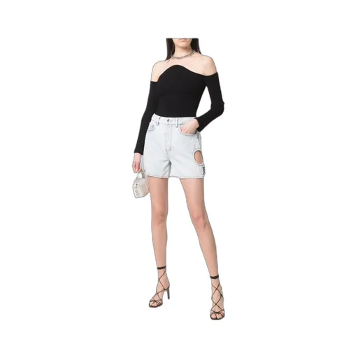 Off-White Cut-Out Button Detailed Denim Shorts