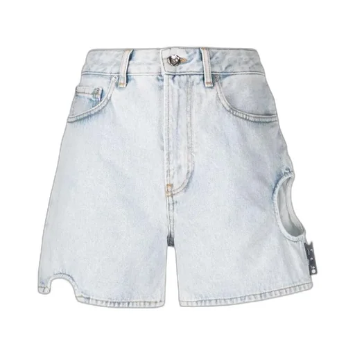 Off-White Cut-Out Button Detailed Denim Shorts
