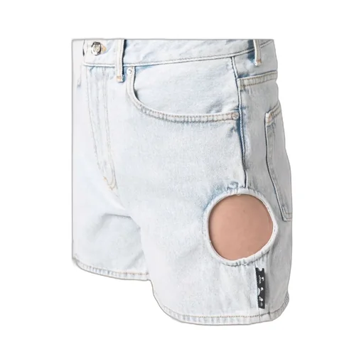 Off-White Cut-Out Button Detailed Denim Shorts