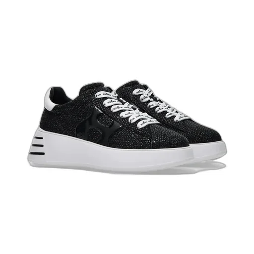 Hogan Crystal-Embellished Lace-Up Low-Top Sneakers