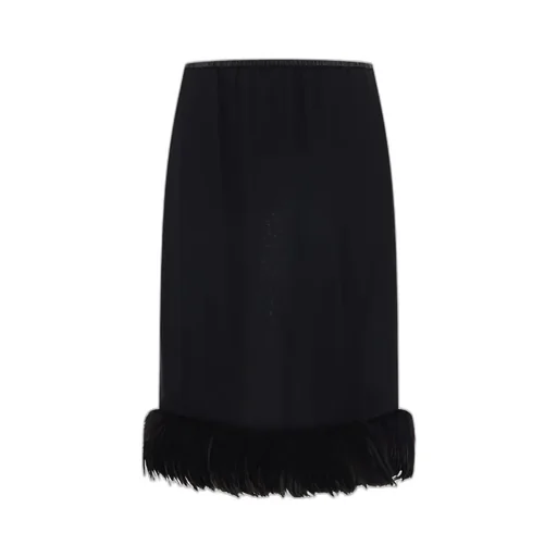 Long Skirt In Crepe Muslin And Feathers