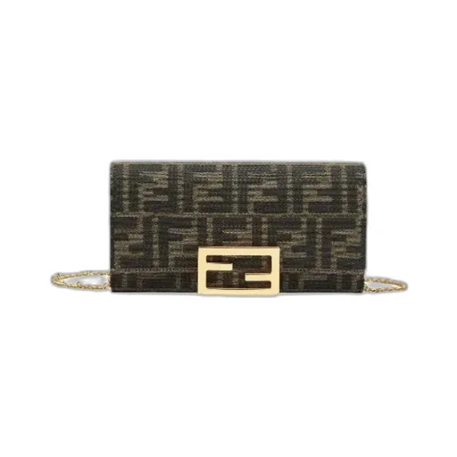 Fendi Continental Logo Plaque Chained Wallet