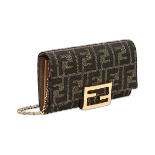 Fendi Continental Logo Plaque Chained Wallet