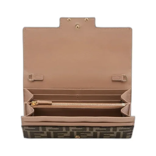 Fendi Continental Logo Plaque Chained Wallet