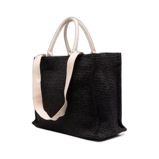 Marni Logo Embroidered Raffia Top Handle Tote Bag