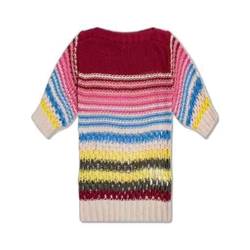 Redvalentino Striped Boat Neck Open-Knit Top