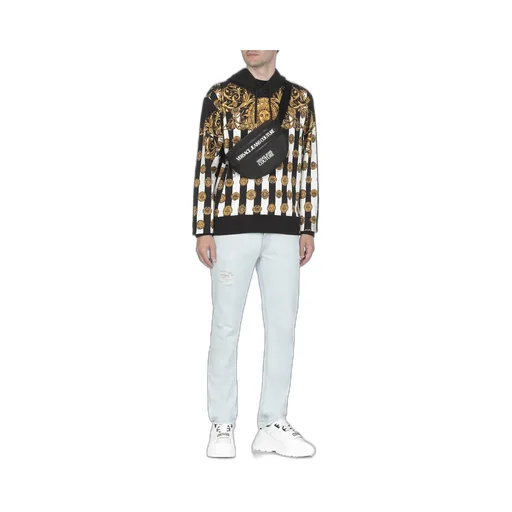 V-Emblem Medusa-Print Fleece Hoodie