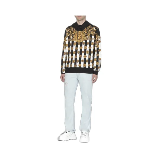 V-Emblem Medusa-Print Fleece Hoodie