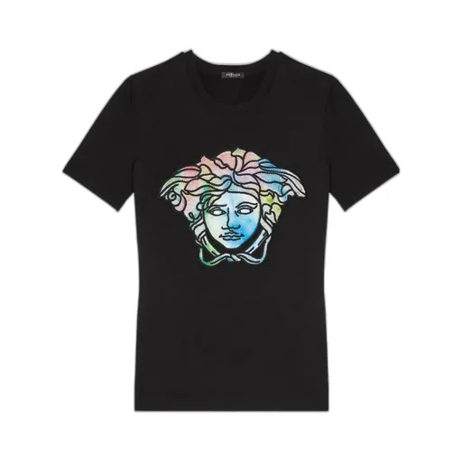 Crystal-Embellished Medusa Head T-Shirt