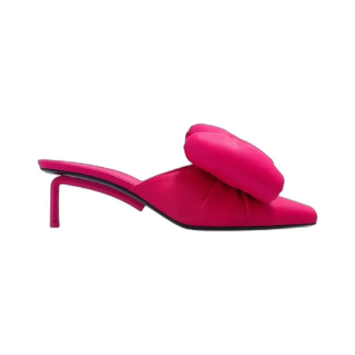 Allen Padded-Bow Leather Mules