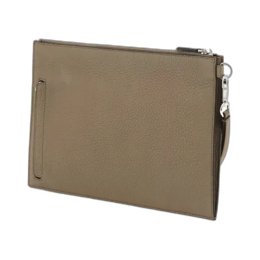 Ff-Plaque Leather Clutch Bag