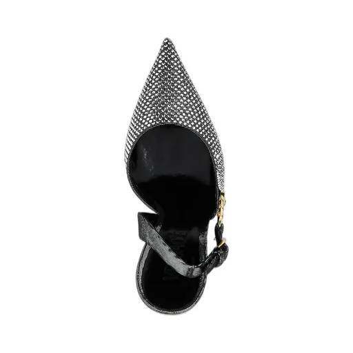 Versace Pointed Toe Embellished Slingback Pumps