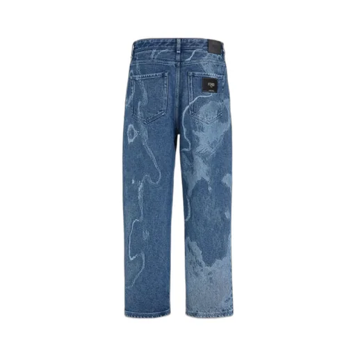Fendi Contrasted Logo Motif Denim Trousers