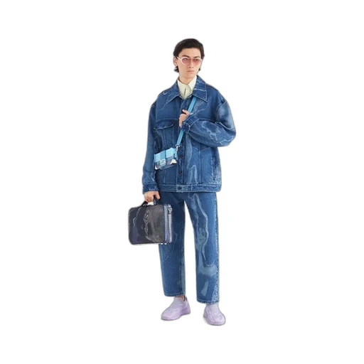 Fendi Contrasted Logo Motif Denim Trousers