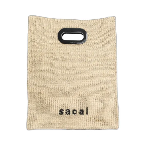 Sacai Logo Embroidered Woven Tote Bag