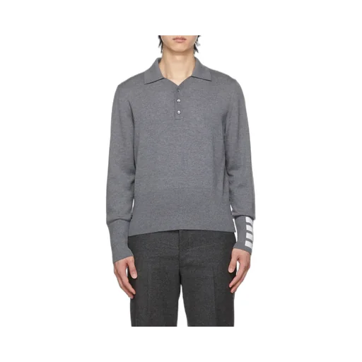 4-Bar Long-Sleeved Knitted Polo Shirt